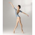 Sansha 50BA1024 Tricou de balet cu model imprimat, cu inserții de tul, mâneci 3/4