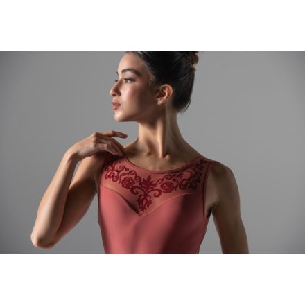 Ballet Rosa “Corbeau" Tricou de balet cu guler de barcă și model de catifea