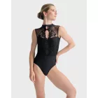 Rochie cu guler înalt și inserție din dantelă Ballet Rosa Mirielle, microfibră