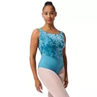 Capezio F12702W Cristobal – leotard fără mâneci, cu croială tip corset și inserții din tulle