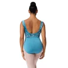Capezio F12702W Cristobal – leotard fără mâneci, cu croială tip corset și inserții din tulle