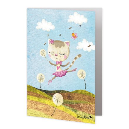 DanzArte “Dancing Cat On Meadow” Greeting Card