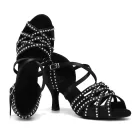 HROY L510 Pantofi de dans latino cu barete multiple și strasuri