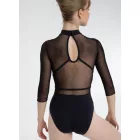 Intermezzo 31631 Tricou de balet cu decolteu înalt, mâneci 3/4, cu inserție de tul
