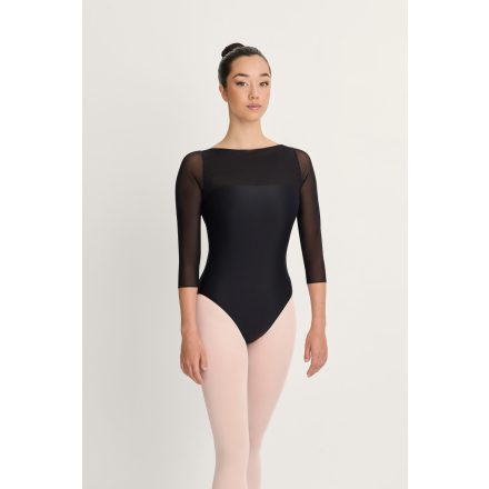 Intermezzo boat neck ballet leotard with 3/4 sleeves and tulle insert, 31712