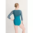Intermezzo costum de balet cu decolteu tip bărcuță, mâneci 3/4 și inserție din tul, 31712
