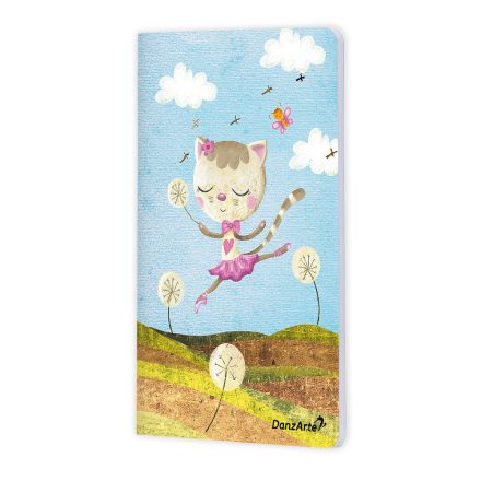 “Dancing Cat On Meadow” A6 Notebook matt, laminiert