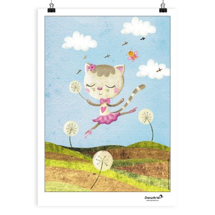 DanzArte Poster A3 “Dancing Cat On Meadow”