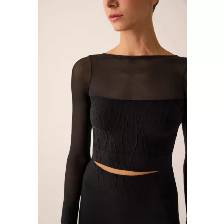 Pridance ART.237 Crop Top, elasztikus tüll betéttel