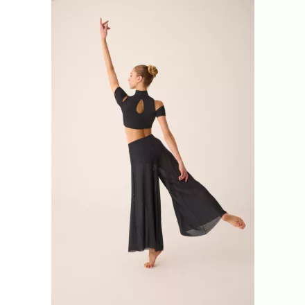 Pridance ART.294 Crop Top, garbós, elasztikus tüll ujjal