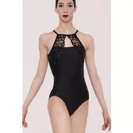   WM Aeglos high-neck sleeveless leotard with embroidered lace insert