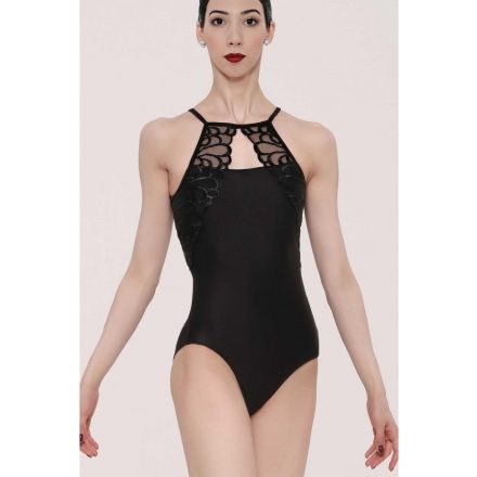 WM Aeglos high-neck sleeveless leotard with embroidered lace insert