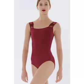 Wear Moi Amina leotard, with lace inserts, sleeveless