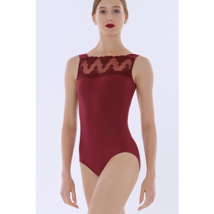 Wear Moi Belle leotard, with lace inserts, sleeveless