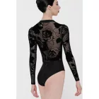 WM Felicite langärmliges Leotard mit samtigem Tüllrücken